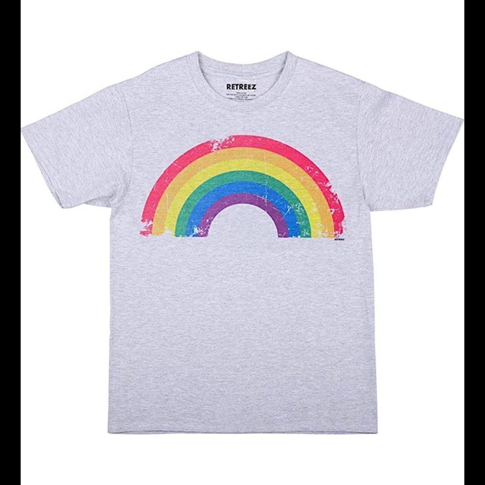 Retreez RAINBOW LGBT Gay Pride Graphic Tee T-Shirt Gray‎ 100% Cotton SIze M NIP!